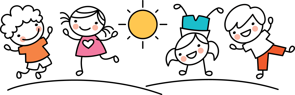 Children jumping around the sun illustration