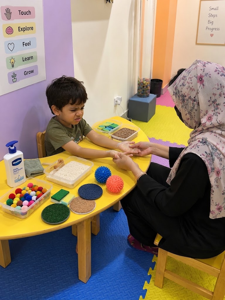 Young boy playing with shape sorter toy